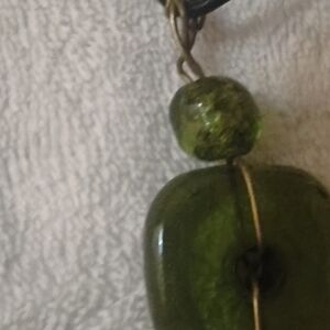 Handmade Green Art Glass Pendant With Rope Necklace